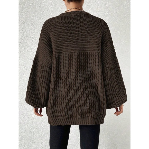 ribbed knit sweater Open Front oversized Cardigan - Picture 10 of 11